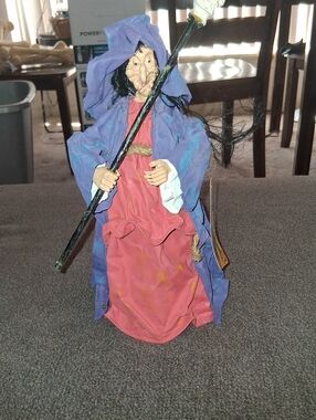 Halloween Decoration  Purple Cloak Witch Doll with Red Dress
